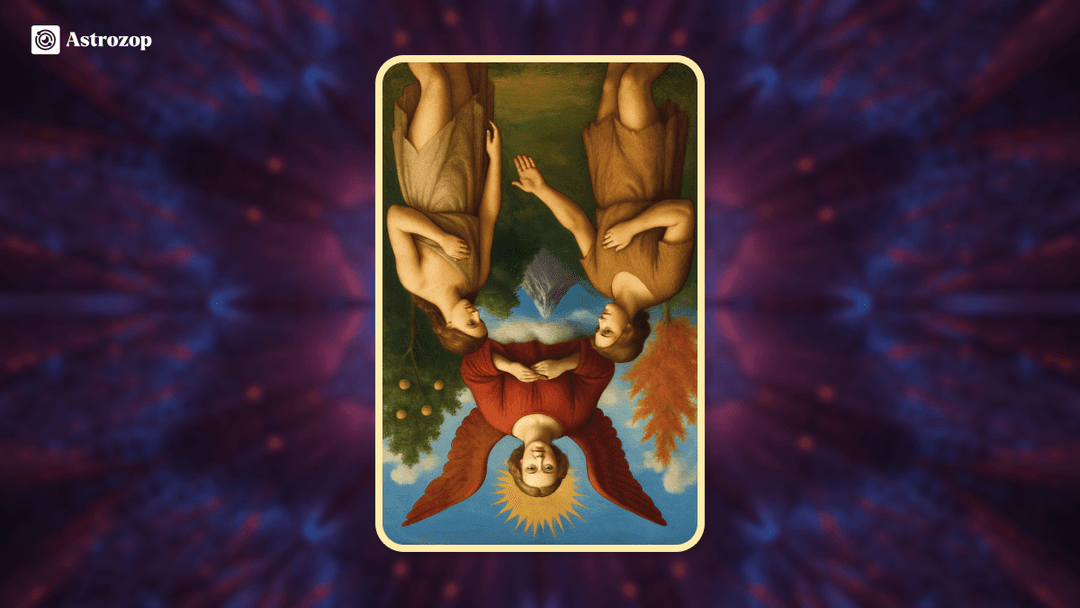 Reversed Lovers Tarot card image showing an inverted couple